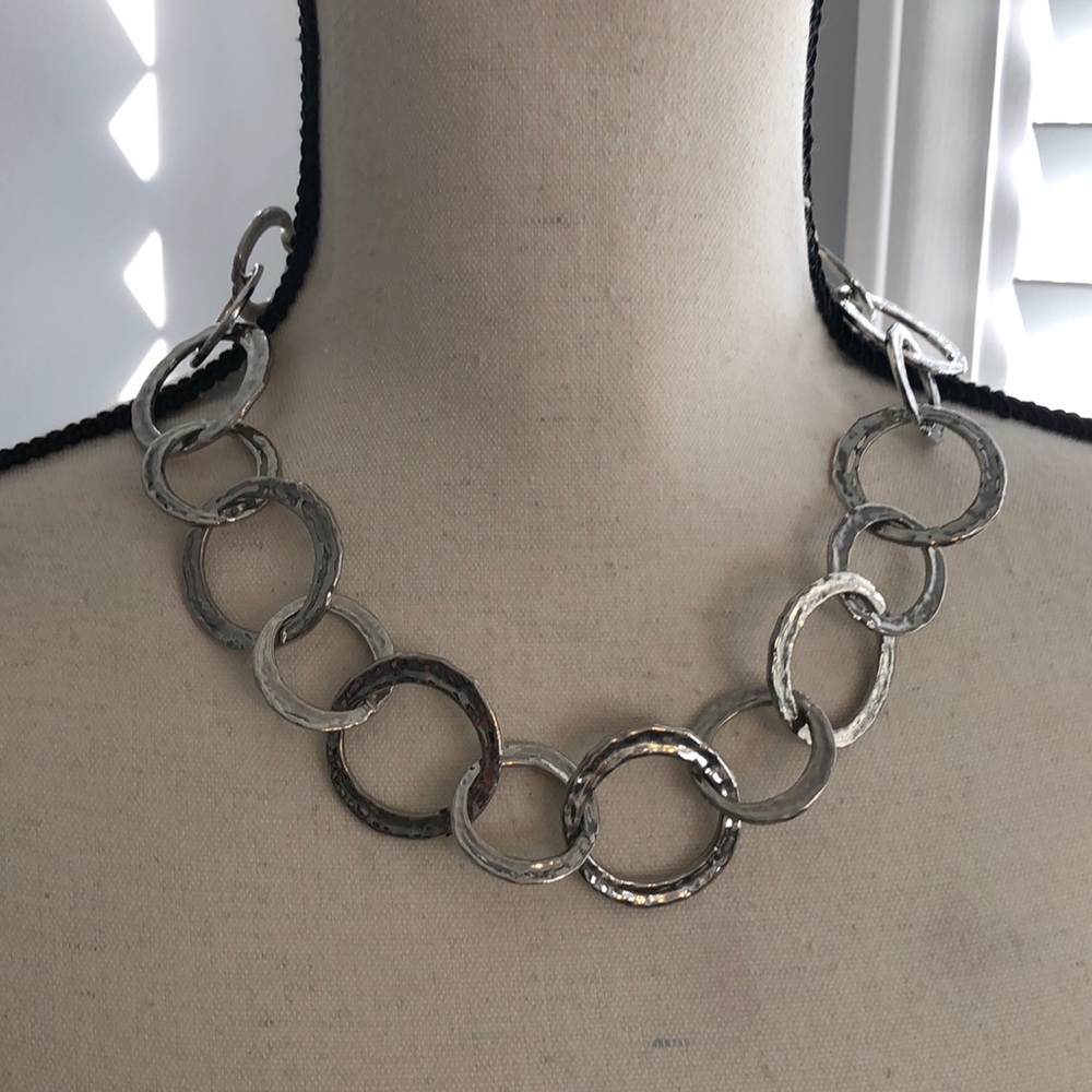 Chunky silver statement choker necklace
